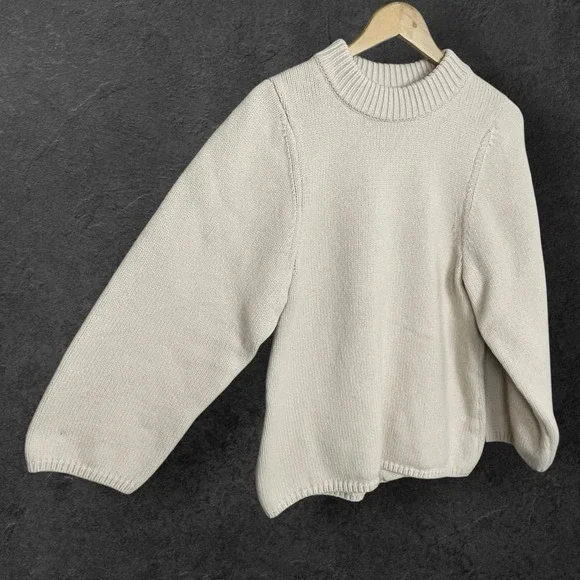 Toteme Merino Wool Chunky Mock Neck Sweater Womens L Minimalist Quiet Luxury - Picture 2 of 8